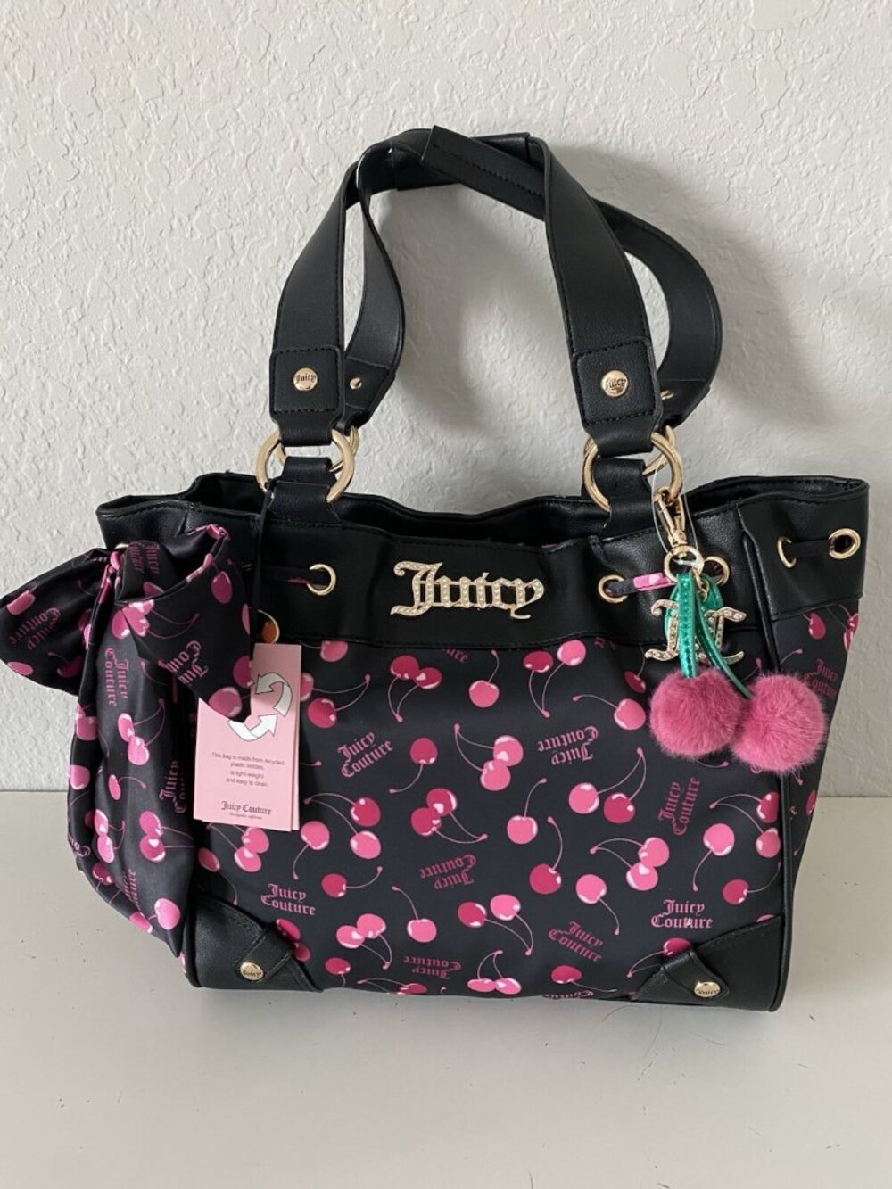 Juicy Couture Sweet Cherry Tote Daydreamer Bag With Charm Viral NEW